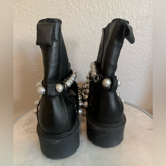 Zara Black Leather Pearl Straps Ankle Boots Block Heel Size 6!! - Picture 12 of 15